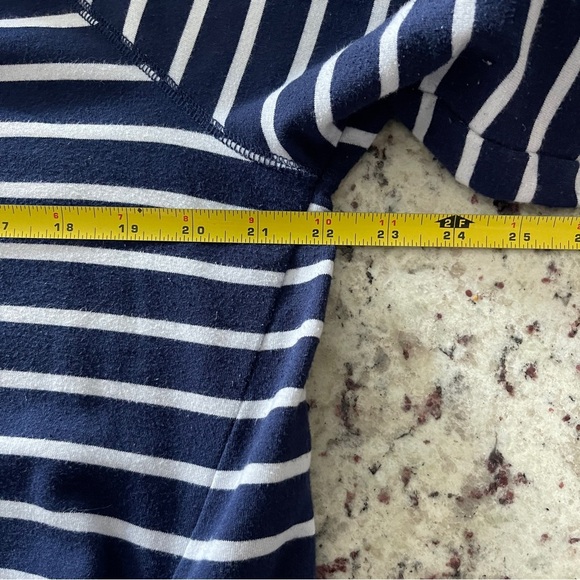 Michael Kors Size Large Pullover Hoodie Navy Long Sleeve Striped Cotton Blend - Picture 6 of 7